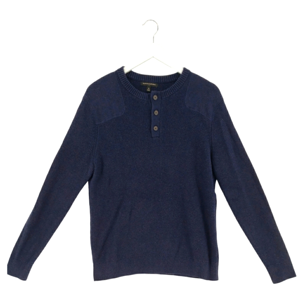 Banana Republic Men's 3 Button Sweater Size Medium in Navy